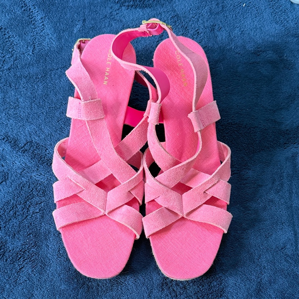 Cole Haan Hot Pink Suede Strappy Slingback Sandals